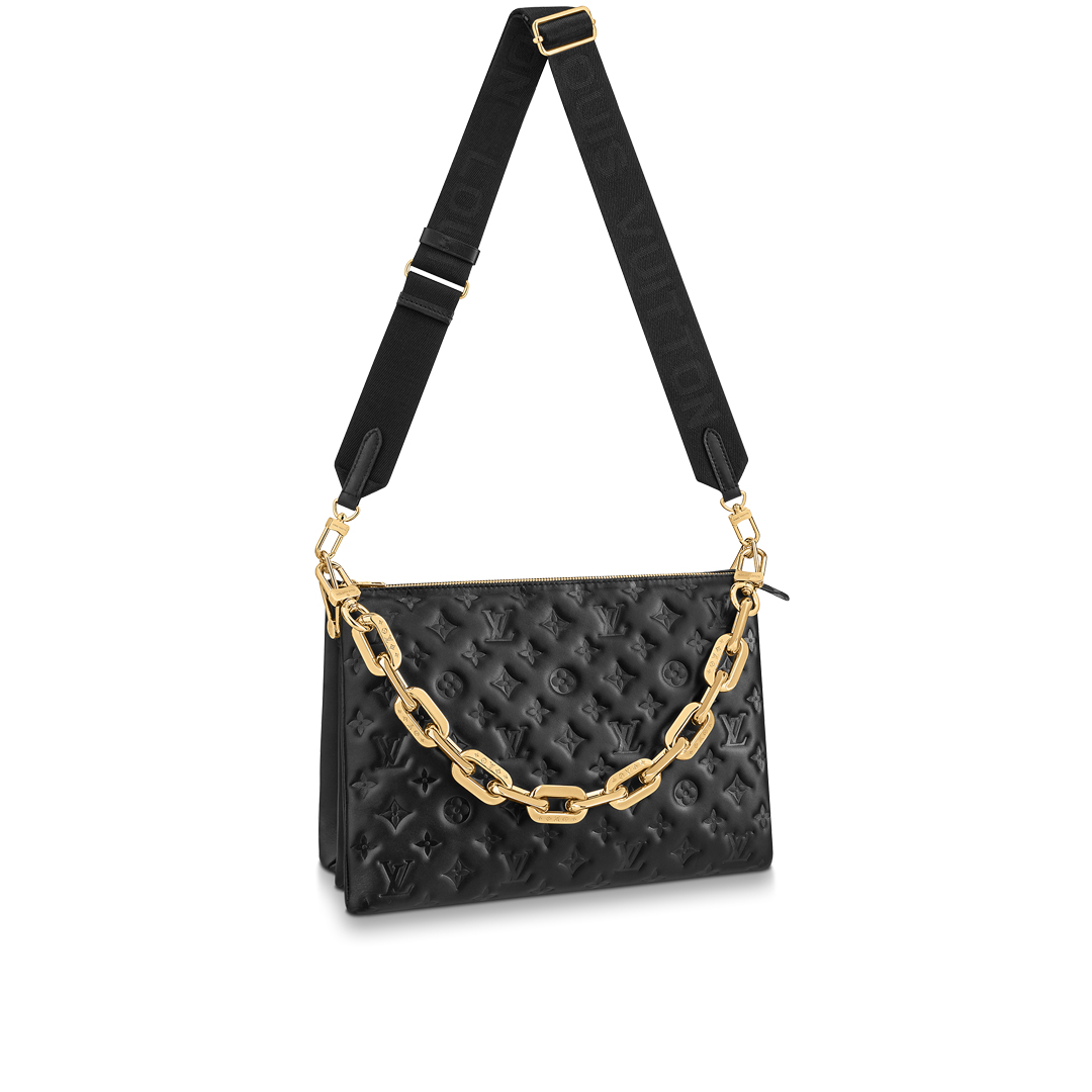 Louis Vuitton COUSSIN MM Handbag Monogram Embossed M57783 Black